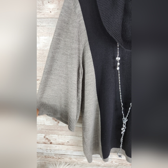 Hampshire Studio, 0322, Women's Black and gray sweater with wide sleeves, 1X - Picture 4 of 7